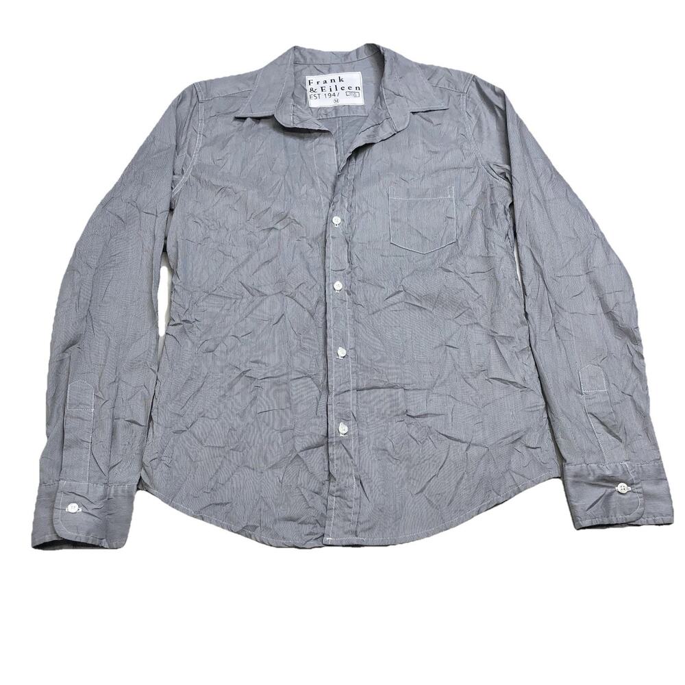 Frank & Eileen Women’s Barry Signature Crinkle Gray Button Shirt Size MEDIUM